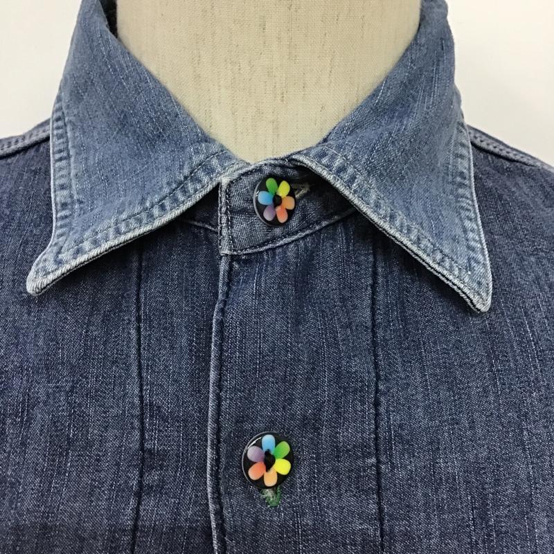 バーンズ BARNS シャツ、ブラウス 半袖 デニムシャツ 40 無地 インディゴ / インディゴ / メンズ USED 古着 中古 10087829