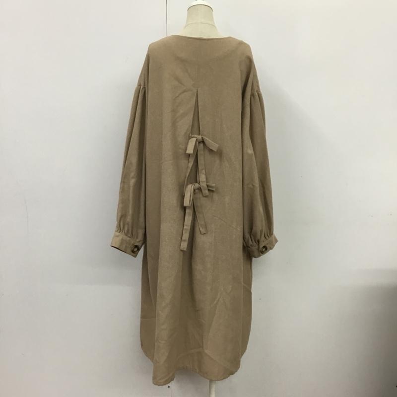 エヘカソポ ehka sopo コート コート一般 1303688 後ろリボン ノーカラー FREE 無地 ベージュ / ベージュ / レディース USED 古着 中古 10087938