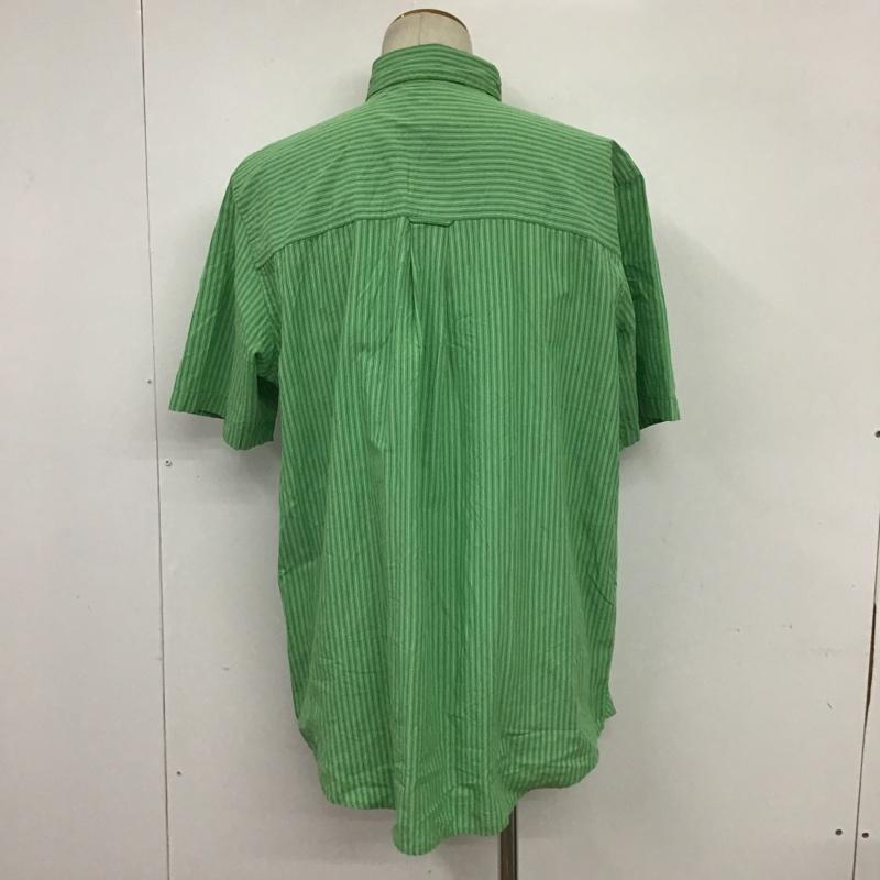 チャップス CHAPS シャツ、ブラウス 半袖 ボタンダウン ストライプ L ロゴ、文字 緑 / グリーン / メンズ USED 古着 中古 10088560
