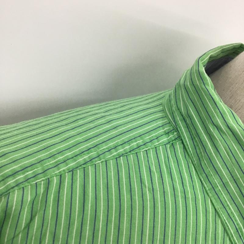 チャップス CHAPS シャツ、ブラウス 半袖 ボタンダウン ストライプ L ロゴ、文字 緑 / グリーン / メンズ USED 古着 中古 10088560
