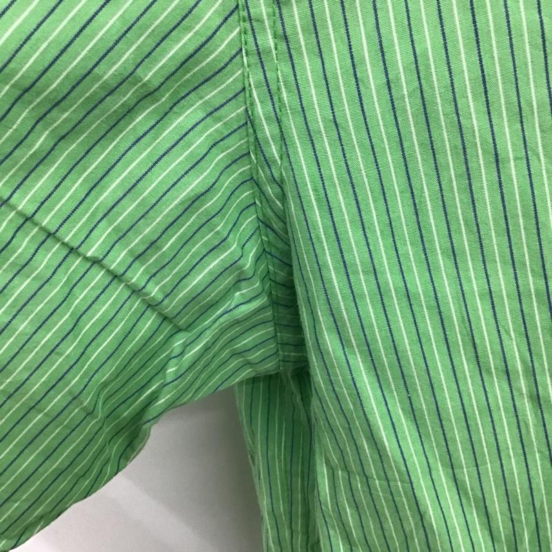 チャップス CHAPS シャツ、ブラウス 半袖 ボタンダウン ストライプ L ロゴ、文字 緑 / グリーン / メンズ USED 古着 中古 10088560