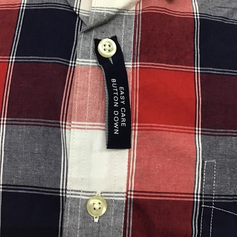 チャップス CHAPS シャツ、ブラウス 半袖 ボタンダウン チェック M ワンポイント 白 / ホワイト / X 赤 / レッド / X 紺 / ネイビー / メンズ USED 古着 中古 10088566