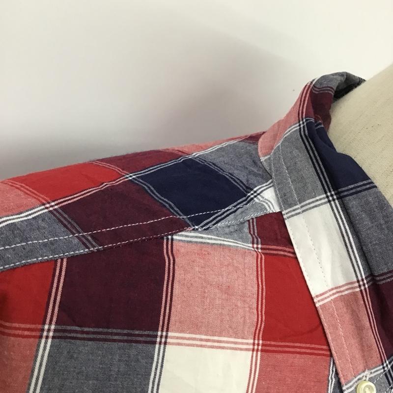 チャップス CHAPS シャツ、ブラウス 半袖 ボタンダウン チェック M ワンポイント 白 / ホワイト / X 赤 / レッド / X 紺 / ネイビー / メンズ USED 古着 中古 10088566