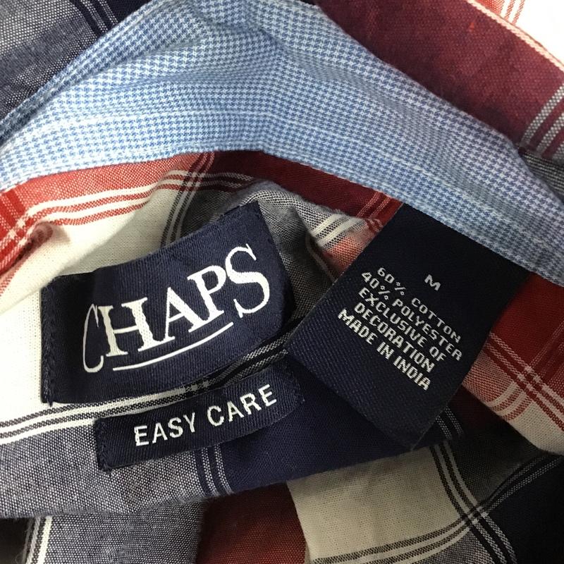 チャップス CHAPS シャツ、ブラウス 半袖 ボタンダウン チェック M ワンポイント 白 / ホワイト / X 赤 / レッド / X 紺 / ネイビー / メンズ USED 古着 中古 10088566