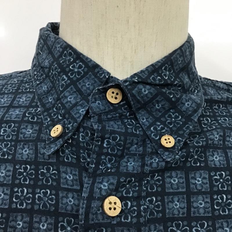 チャップスラルフローレン CHAPSRALPHLAUREN シャツ、ブラウス 半袖 ボタンダウン L 総柄 紺 / ネイビー / メンズ USED 古着 中古 10088570