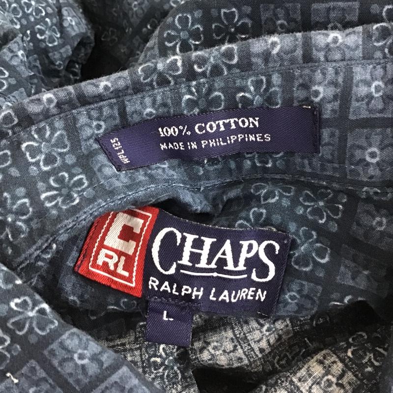 チャップスラルフローレン CHAPSRALPHLAUREN シャツ、ブラウス 半袖 ボタンダウン L 総柄 紺 / ネイビー / メンズ USED 古着 中古 10088570