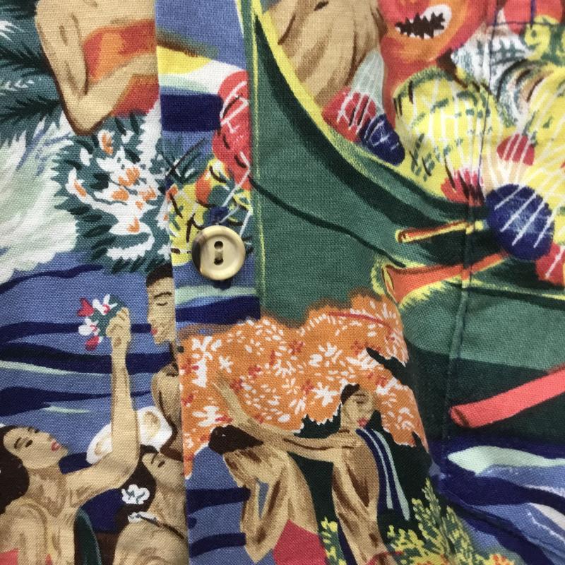 ユーズドクロージング used clothes シャツ、ブラウス 半袖 RJC 80s アロハシャツ ハワイアンシャツ ハワイ製 メニュー柄 L プリント X 総柄 メンズ USED 古着 中古 10088740