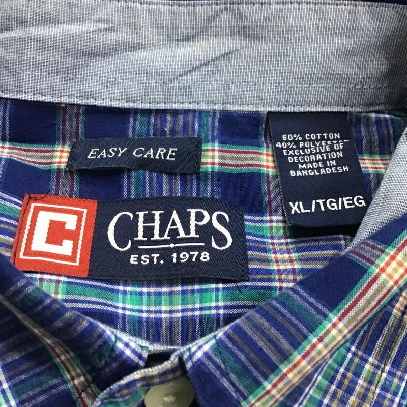 チャップス CHAPS シャツ、ブラウス 半袖 ボタンダウンシャツ ラルフローレン XL チェック マルチカラー / マルチカラー / メンズ USED 古着 中古 10088748
