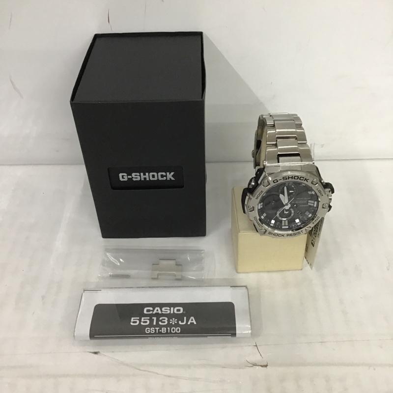 ジーショック G-SHOCK 腕時計 アナログ(クォーツ式) GST-B100D-1AJF タフソーラー 箱有 ロゴ、文字 銀 / シルバー / X 黒 / ブラック / メンズ USED 古着 中古 10088820