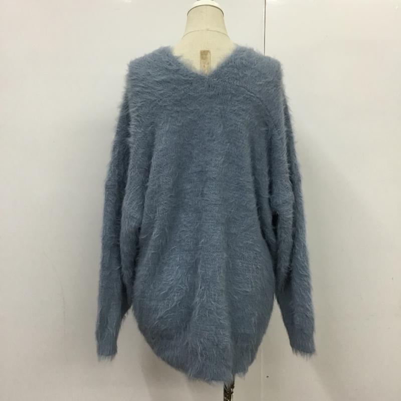 ジーナシス JEANASIS ニット、セーター 長袖 JS062440MC シャギーニット FREE 無地 水色 / ライトブルー / レディース USED 古着 中古 10088890