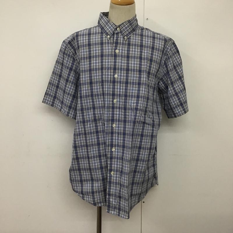 チャップス CHAPS シャツ、ブラウス 半袖 ボタンダウン L チェック 白 / ホワイト / X 青 / ブルー / X 紺 / ネイビー / メンズ USED 古着 中古 10088947