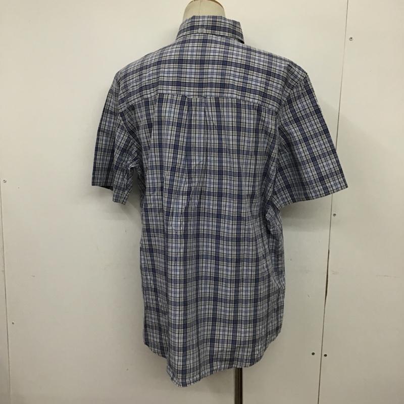チャップス CHAPS シャツ、ブラウス 半袖 ボタンダウン L チェック 白 / ホワイト / X 青 / ブルー / X 紺 / ネイビー / メンズ USED 古着 中古 10088947