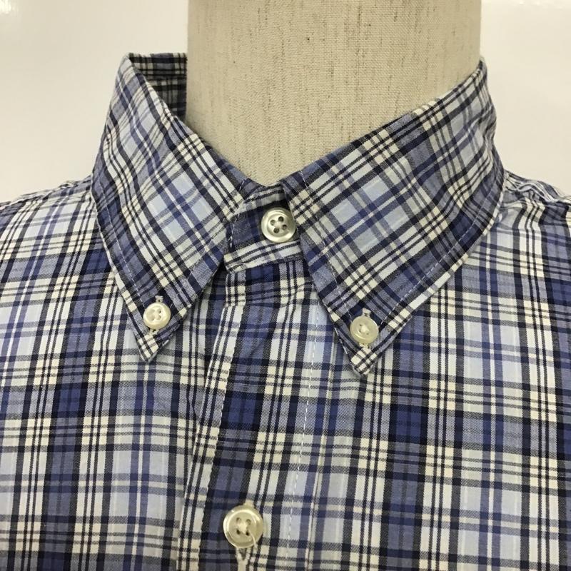 チャップス CHAPS シャツ、ブラウス 半袖 ボタンダウン L チェック 白 / ホワイト / X 青 / ブルー / X 紺 / ネイビー / メンズ USED 古着 中古 10088947