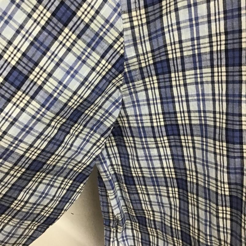 チャップス CHAPS シャツ、ブラウス 半袖 ボタンダウン L チェック 白 / ホワイト / X 青 / ブルー / X 紺 / ネイビー / メンズ USED 古着 中古 10088947