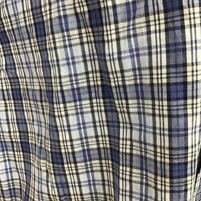 チャップス CHAPS シャツ、ブラウス 半袖 ボタンダウン L チェック 白 / ホワイト / X 青 / ブルー / X 紺 / ネイビー / メンズ USED 古着 中古 10088947