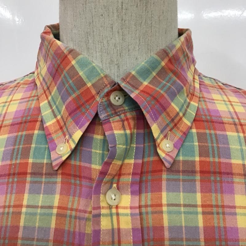 ペンドルトン PENDLETON シャツ、ブラウス 半袖 ボタンダウン L チェック 赤 / レッド / X 桃 / ピンク / X 黄 / イエロー / X 水色 / ライトブルー /  メンズ USED 古着 中古 10088948