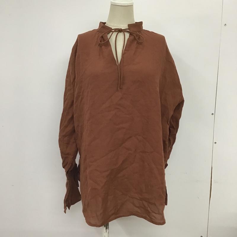 スライ SLY カットソー 長袖 030DSM30-4570 STAND GATHER トップス FREE 無地 茶 / ブラウン / レディース USED 古着 中古 10088955