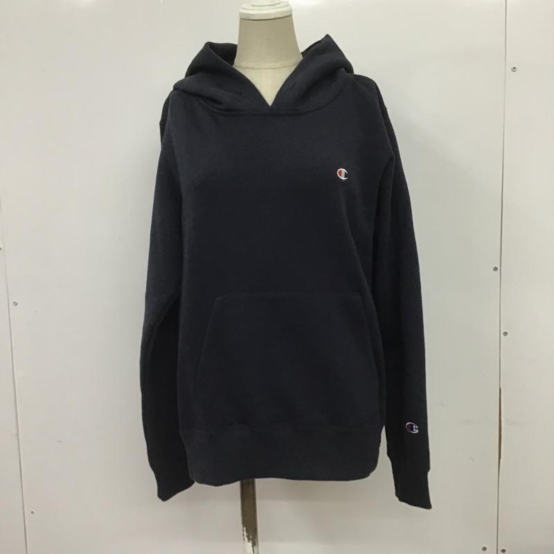 チャンピオン Campion パーカー 長袖 LL 無地 紺 / ネイビー / レディース USED 古着 中古 10088988