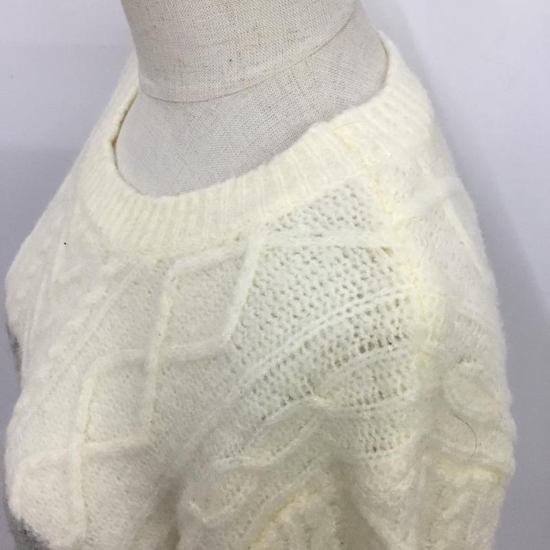 ナチュラルビューティーベーシック NATURAL BEAUTY BASIC ニット、セーター 長袖 M 無地 白 / ホワイト / X 灰 / グレー / レディース USED 古着 中古 10089197