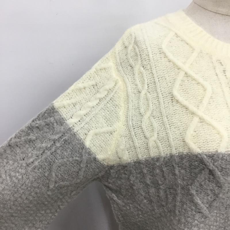 ナチュラルビューティーベーシック NATURAL BEAUTY BASIC ニット、セーター 長袖 M 無地 白 / ホワイト / X 灰 / グレー / レディース USED 古着 中古 10089197