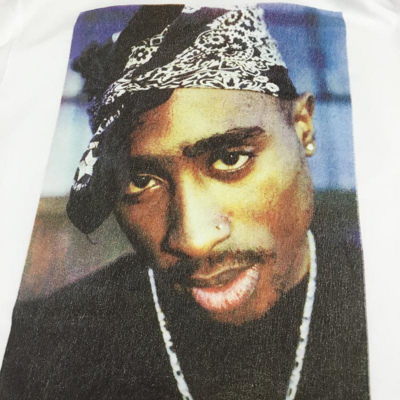 インソニア Insonnia Tシャツ 半袖 2PAC Tupac USED加工 FREE プリント 白 / ホワイト /  メンズ USED 古着 中古 10089314