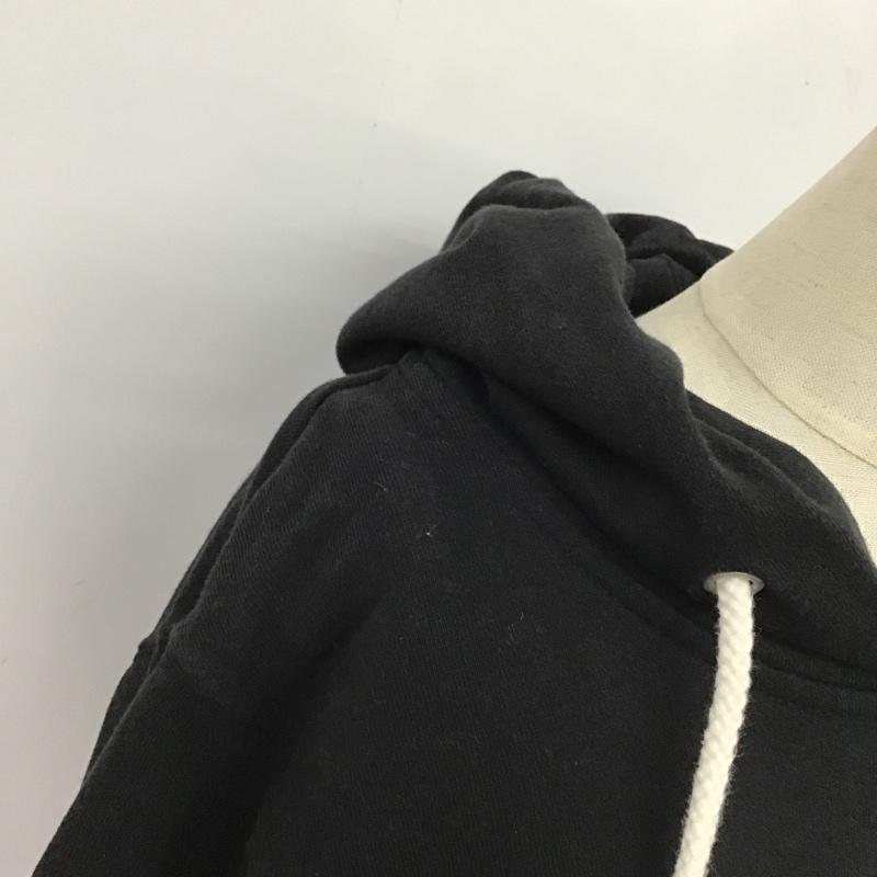 チャンピオン Champion パーカー 長袖 CWSN110 スウェット プルオーバー L ロゴ、文字 黒 / ブラック / レディース USED 古着 中古 10089393