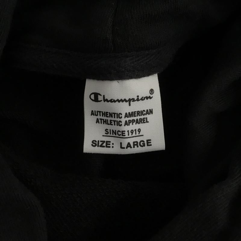 チャンピオン Champion パーカー 長袖 CWSN110 スウェット プルオーバー L ロゴ、文字 黒 / ブラック / レディース USED 古着 中古 10089393