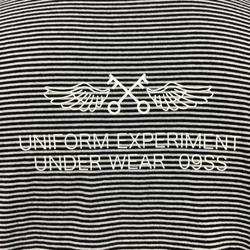 ユニフォームエクスペリメント uniform experiment Tシャツ 半袖 UE-90056 バックプリント 3 ボーダー柄 白 / ホワイト / X 紺 / ネイビー /  メンズ USED 古着 中古 10089412