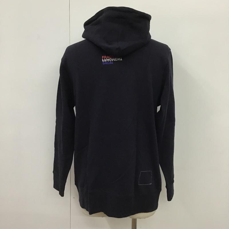 フラグメント FRAGMENT パーカー 長袖 19-02026M sacai スウェット プルオーバー 2 ロゴ、文字 紺 / ネイビー / メンズ USED 古着 中古 10089417