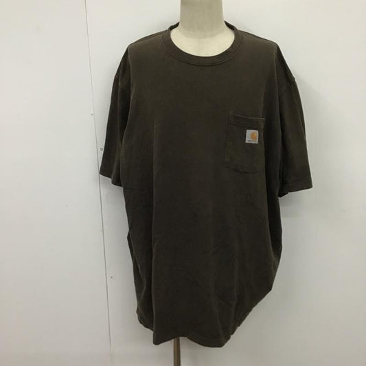 カーハート Carhartt Tシャツ 半袖 K87 DKB ポケットT ロゴ、文字 ダークブラウン / ダークブラウン /  メンズ USED 古着 中古 10089461