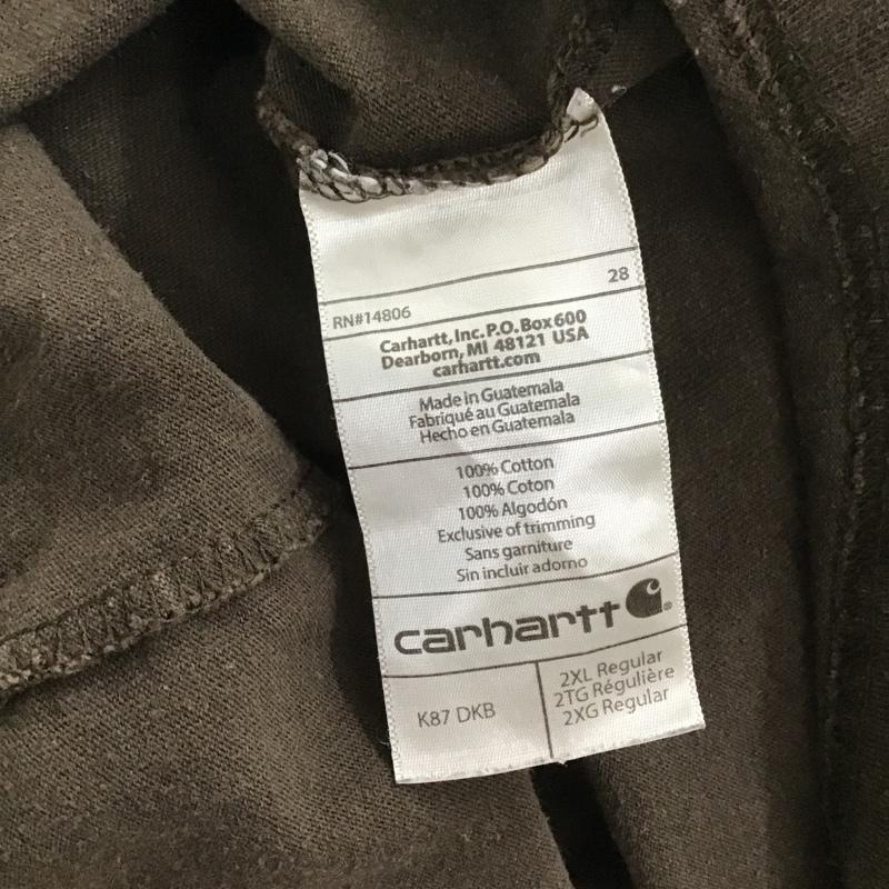 カーハート Carhartt Tシャツ 半袖 K87 DKB ポケットT ロゴ、文字 ダークブラウン / ダークブラウン /  メンズ USED 古着 中古 10089461