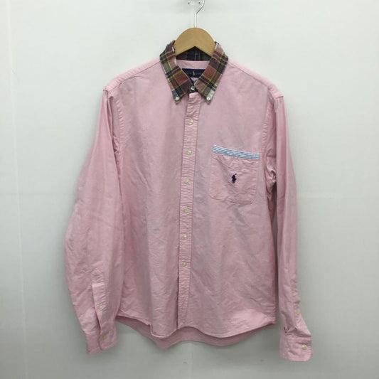 ラルフローレン RALPHLAUREN シャツ、ブラウス 長袖 ダメージ加工 ボタンダウン B.D M チェック 桃 / ピンク /  メンズ USED 古着 中古 10089482