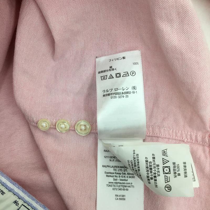 ラルフローレン RALPHLAUREN シャツ、ブラウス 長袖 ダメージ加工 ボタンダウン B.D M チェック 桃 / ピンク /  メンズ USED 古着 中古 10089482