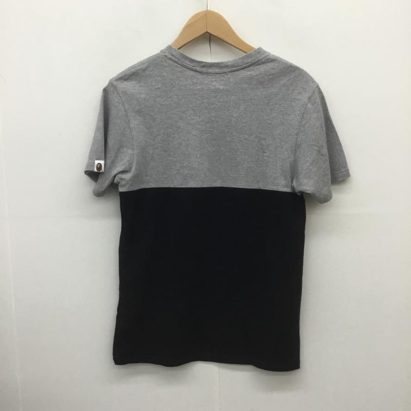 アベイシングエイプ A BATHING APE Tシャツ 半袖 猿顔 バイカラー S プリント X ロゴ、文字 灰 / グレー / X 黒 / ブラック /  メンズ USED 古着 中古 10089484