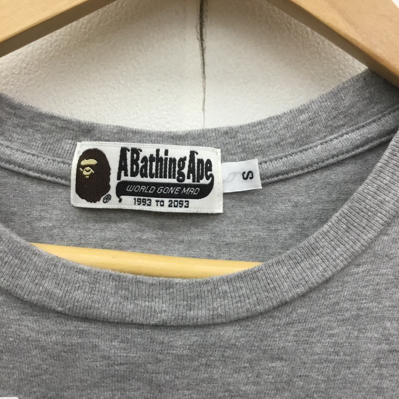 アベイシングエイプ A BATHING APE Tシャツ 半袖 猿顔 バイカラー S プリント X ロゴ、文字 灰 / グレー / X 黒 / ブラック /  メンズ USED 古着 中古 10089484