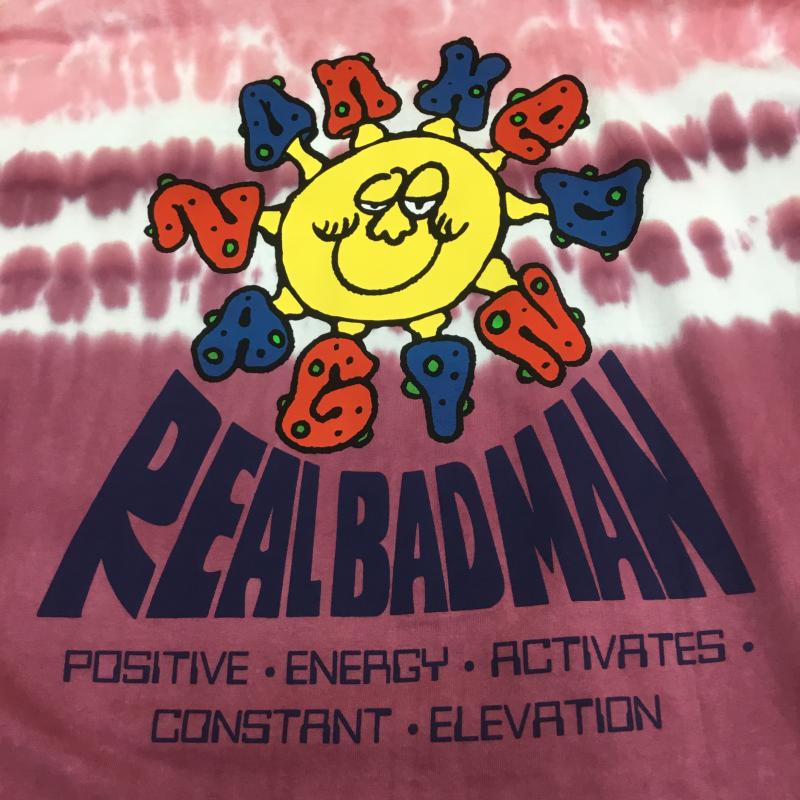リアルバッドマン REAL BAD MAN Tシャツ 半袖 タイダイ Delic Sun Tie Dye S/S Tee XL グラデーション 赤 / レッド / X 桃 / ピンク /  メンズ USED 古着 中古 10089486