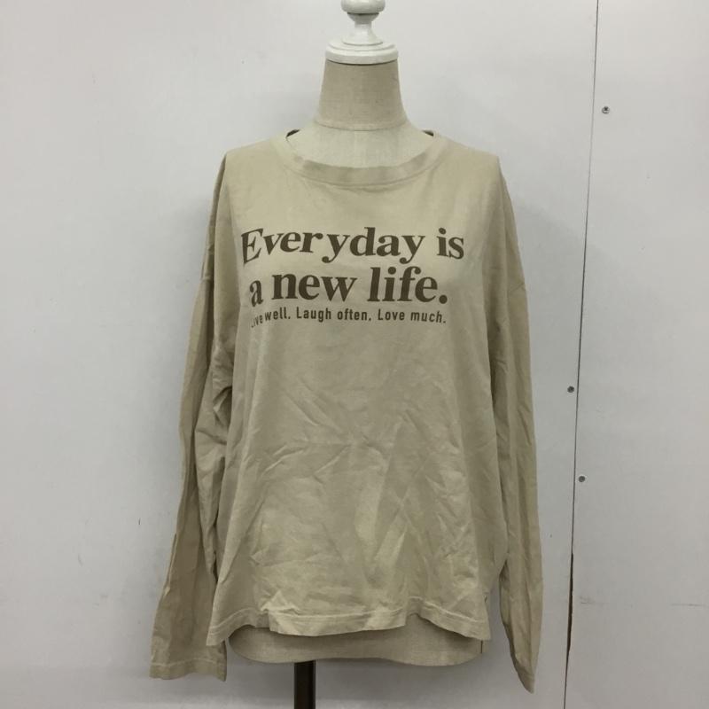 サマンサモスモスブルー Samansa Mos2 blue Tシャツ 長袖 FREE プリント X ロゴ、文字 ベージュ / ベージュ / レディース USED 古着 中古 10089747