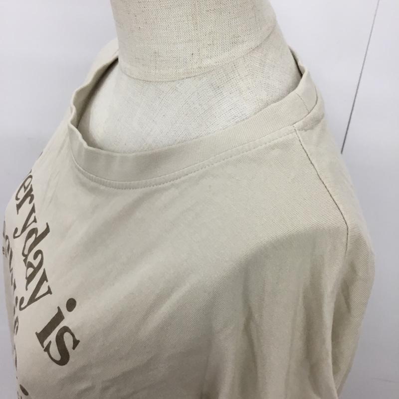 サマンサモスモスブルー Samansa Mos2 blue Tシャツ 長袖 FREE プリント X ロゴ、文字 ベージュ / ベージュ / レディース USED 古着 中古 10089747