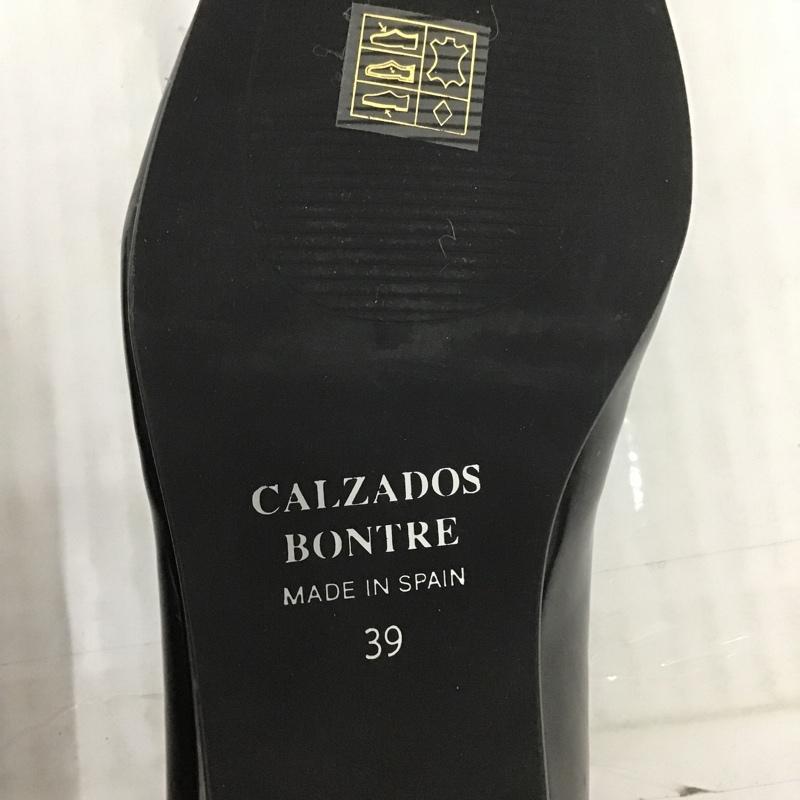 ボントレ BONTRE ローファー ローファー 92052 スクエア コインローファー 39 箱有 CALZADOS 無地 黒 / ブラック / レディース USED 古着 中古 10089778
