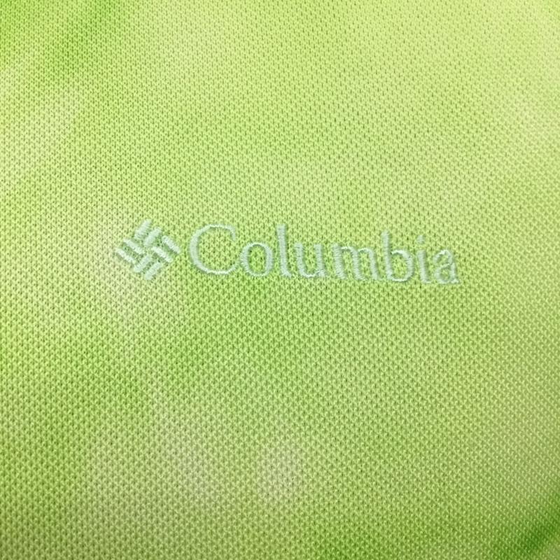 コロンビア Columbia ポロシャツ 半袖 111 PM2509 マーキュリーポロ S ロゴ、文字 黄緑 / イエローグリーン / メンズ USED 古着 中古 10090111