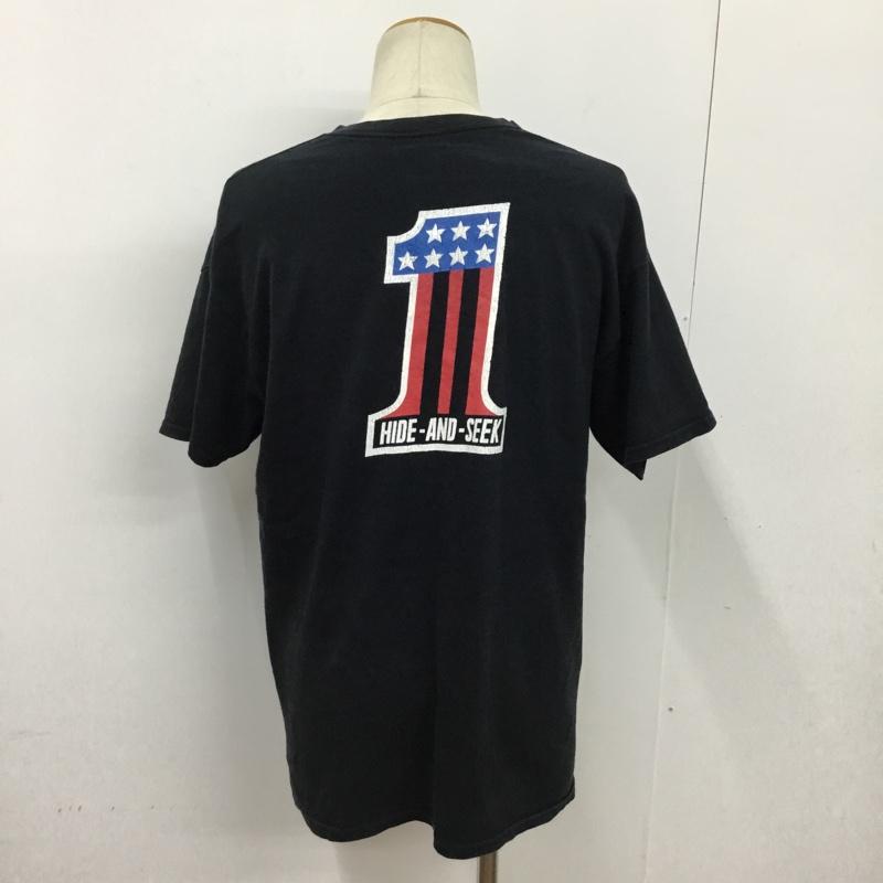 ハイドアンドシーク HIDE AND SEEK Tシャツ 半袖 バックプリント L プリント 黒 / ブラック /  メンズ USED 古着 中古 10090133