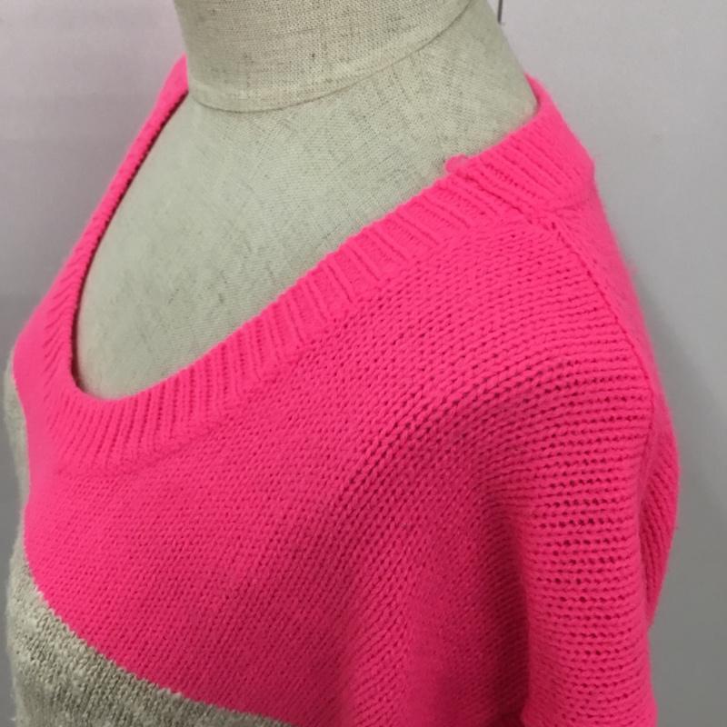 バイマレーネビルガー BY MALENE BIRGER ニット、セーター 七分袖 581-160308 コットンリネン XXS ボーダー柄 桃 / ピンク / X ベージュ / ベージュ / レディース USED 古着 中古 10090177