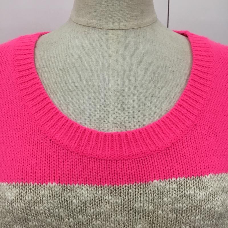 バイマレーネビルガー BY MALENE BIRGER ニット、セーター 七分袖 581-160308 コットンリネン XXS ボーダー柄 桃 / ピンク / X ベージュ / ベージュ / レディース USED 古着 中古 10090177