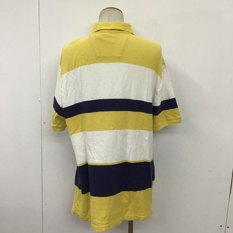 ノーティカ NAUTICA ポロシャツ 半袖 L ボーダー柄 X 刺繍 白 / ホワイト / X 黄 / イエロー / X 紺 / ネイビー / メンズ USED 古着 中古 10090209