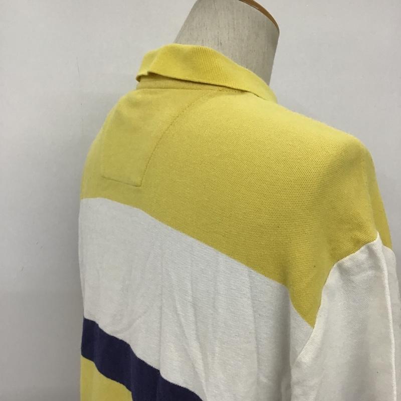 ノーティカ NAUTICA ポロシャツ 半袖 L ボーダー柄 X 刺繍 白 / ホワイト / X 黄 / イエロー / X 紺 / ネイビー / メンズ USED 古着 中古 10090209