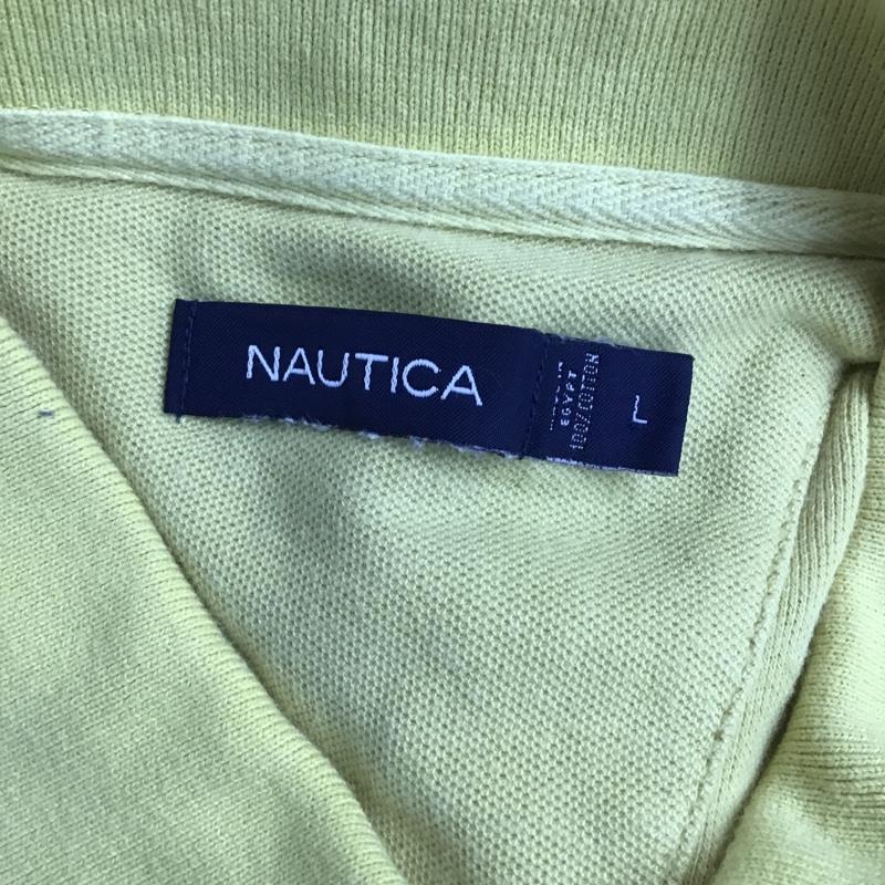ノーティカ NAUTICA ポロシャツ 半袖 L ボーダー柄 X 刺繍 白 / ホワイト / X 黄 / イエロー / X 紺 / ネイビー / メンズ USED 古着 中古 10090209