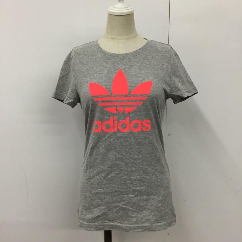 アディダス adidas Tシャツ 半袖 Z37971 トレフォイル プリント M ロゴ、文字 灰 / グレー / X 桃 / ピンク / レディース USED 古着 中古 10090355