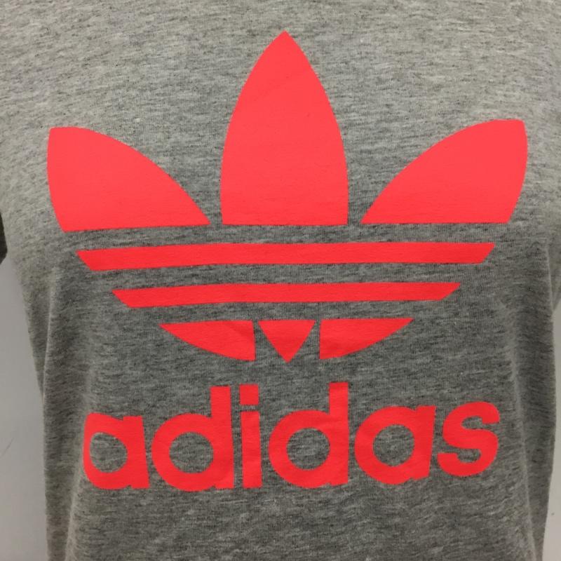 アディダス adidas Tシャツ 半袖 Z37971 トレフォイル プリント M ロゴ、文字 灰 / グレー / X 桃 / ピンク / レディース USED 古着 中古 10090355