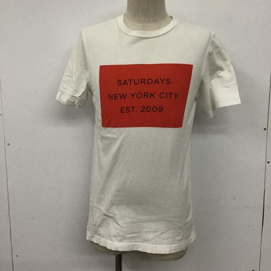 サタデーズサーフニューヨークシティー SATURDAYS SURF NYC Tシャツ 半袖 ボックスロゴ S ロゴ、文字 白 / ホワイト / X 赤 / レッド /  メンズ USED 古着 中古 10090440
