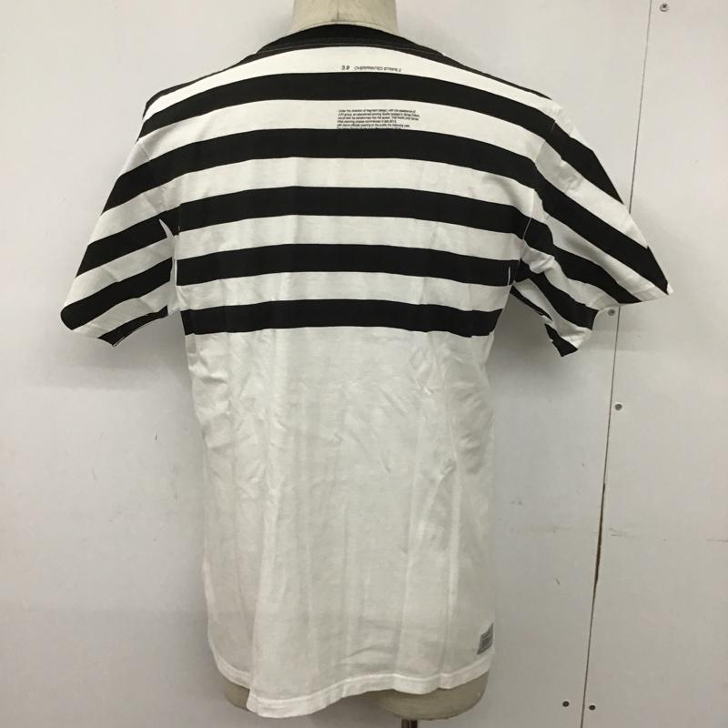 ザパーキングギンザ THE PARK・ING GINZA Tシャツ 半袖 3.9 OVERPRINTED STRIPE M ボーダー柄 白 / ホワイト / X 黒 / ブラック / メンズ USED 古着 中古 10090530